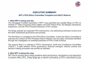 挪威足协正式致函FIFA:要求彻查和平奖、巴洛贡事件及FFE项目