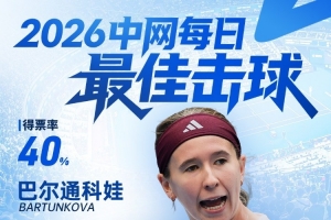 直播吧×咪咕视频|中网每日最佳击球：巴尔通科娃精彩挑后场当选