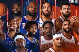 大战在即！NBA官方晒揭幕战海报：76人五星豪阵对决尼克斯冠军首发