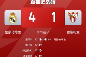 塞维利亚客战皇马遭遇19连败，仅次于桑坦德竞技的21连败